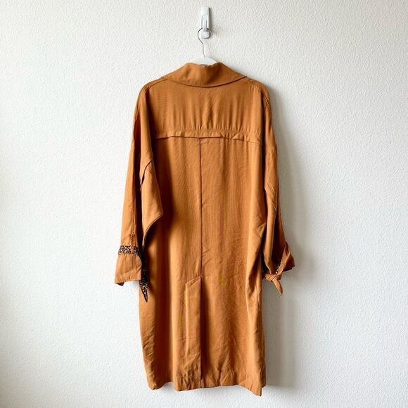 NWT By Anthropologie Draped Trench Coat in Copper Size Small - Picture 4 of 9